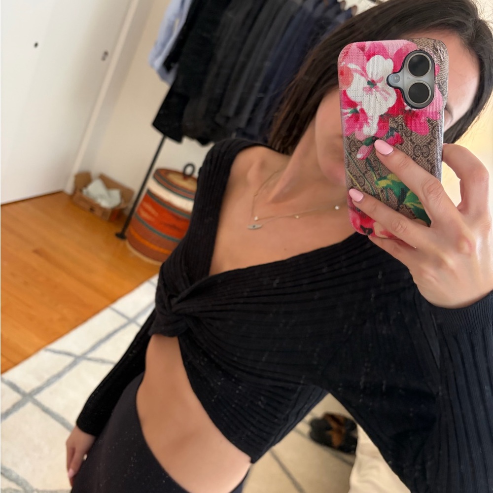 Elegant Black Knotted Women's Sweater